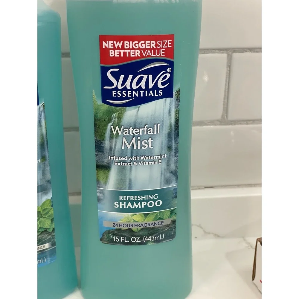 Lot of 2 Suave‎ Essentials Waterfall Mist Refreshing Shampoo 12 oz + 15 oz New